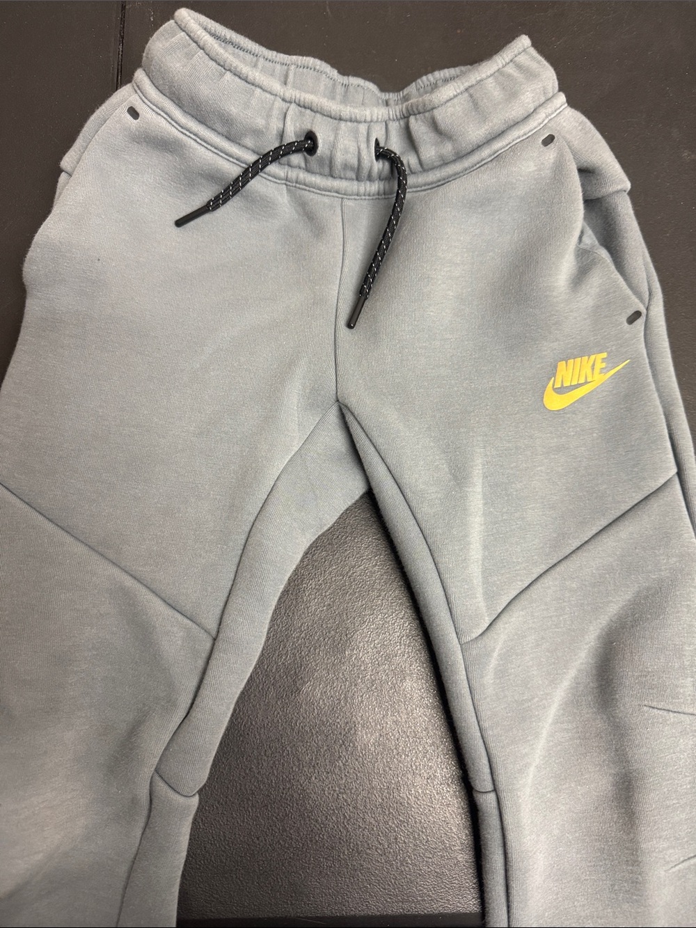 Nike Kids Grey Joggers with Yellow Swoosh